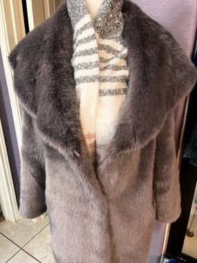 Women’s Plush Faux Fur Teddy Coat - Grey